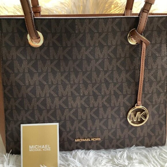 MICHAEL KORS WALSH BROWN LUGGAGE MEDIUM TOTE BAG - Picture 2 of 8